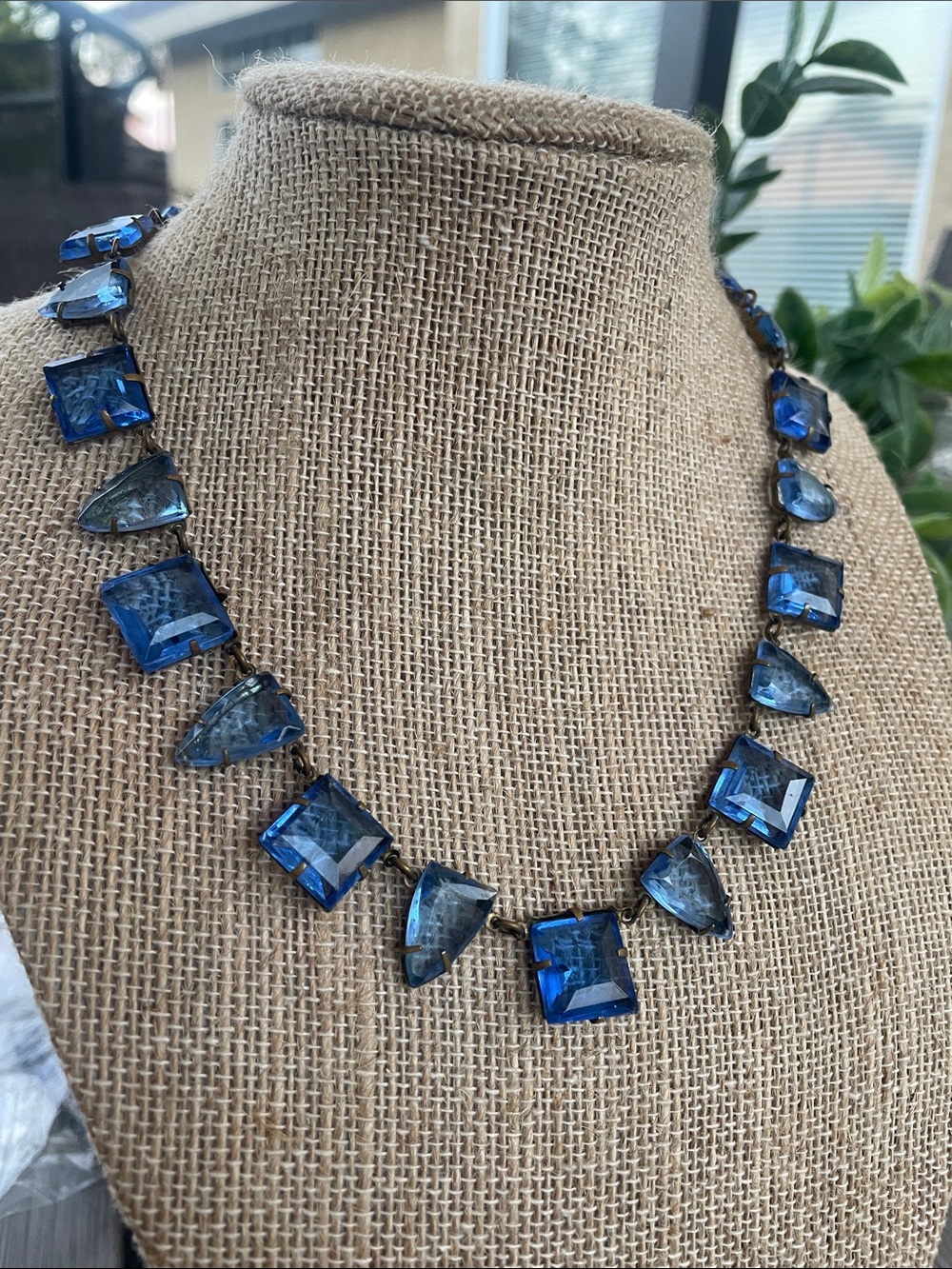 40’s Blue Crystal Statement Necklace - Women Jewelry